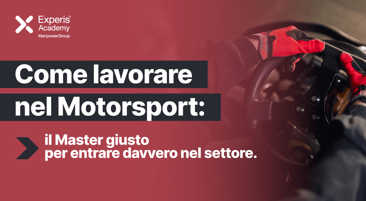 Lavorare nel Motorsport | Immagine di anteprima dell'articolo con dettagli di un volante di auto da gara e mani del pilota